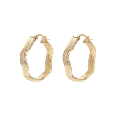 Pre-Owned 9ct Yellow Gold Wave Hoop Creole Earrings