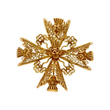 Pre-Owned 18ct Yellow Gold Filigree Cross Pendant