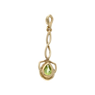 Pre-Owned 9ct Yellow Gold Peridot Set Celtic Style Twist Pendant