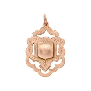 Pre-Owned Vintage 1906 9ct Rose Gold Shield Pendant