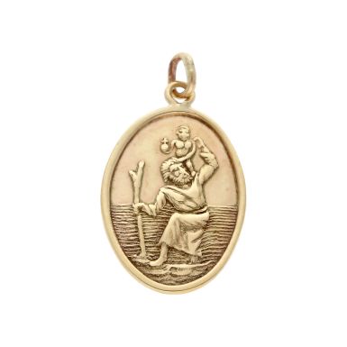 Pre-Owned Vintage 1983 9ct Gold Oval St.Christopher Pendant