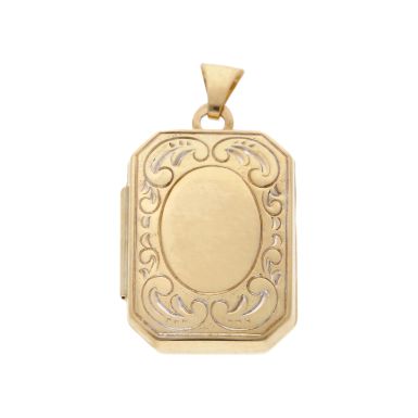 Pre-Owned 9ct Gold Patterned Edge Locket Pendant