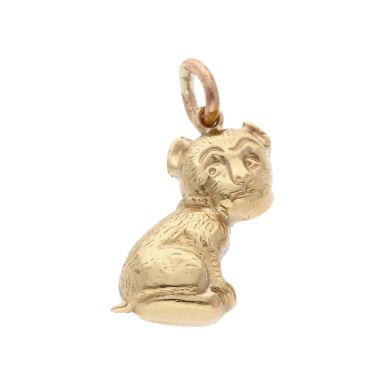 Pre-Owned Vintage 1961 9ct Yellow Gold Hollow Sitting Dog Charm