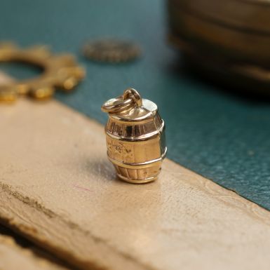 Pre-Owned Vintage 1972 9ct Yellow Gold Hollow Barrel Keg Charm