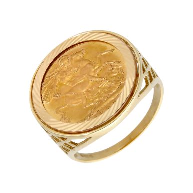 Pre-Owned 1897 Full Sovereign Coin In 9ct Gold Ring Mount
