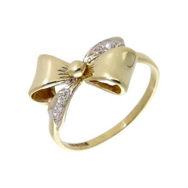 Pre-Owned 9ct Gold Diamond Set Bow Dress Ring
