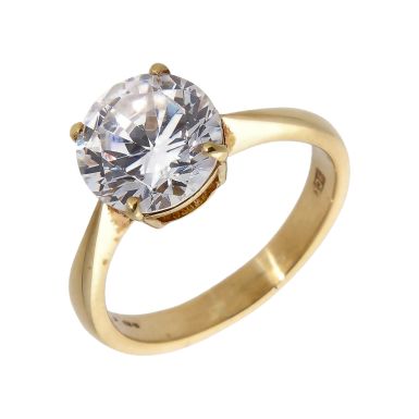 Pre-Owned 9ct Yellow Gold Cubic Zirconia Solitaire Ring