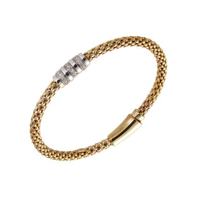 Pre-Owned 9ct Gold Gemstone Set 7 Inch Mesh Style Flexi Bracelet