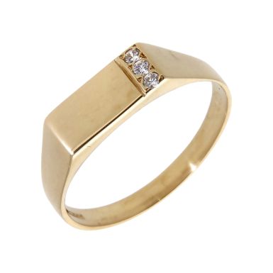 Pre-Owned 9ct Gold Cubic Zirconia Set Rectangle Signet Ring