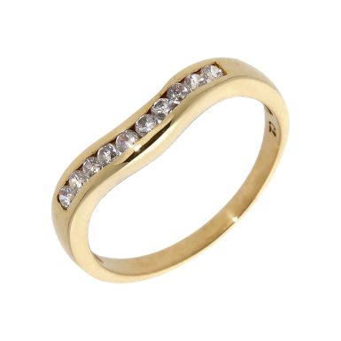 Pre-Owned 9ct Yellow Gold Cubic Zirconia Wave Wishbone Ring