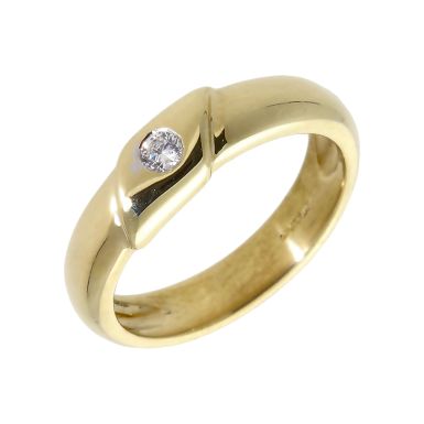 Pre-Owned 9ct Yellow Gold Cubic Zirconia Solitaire Set Band Ring