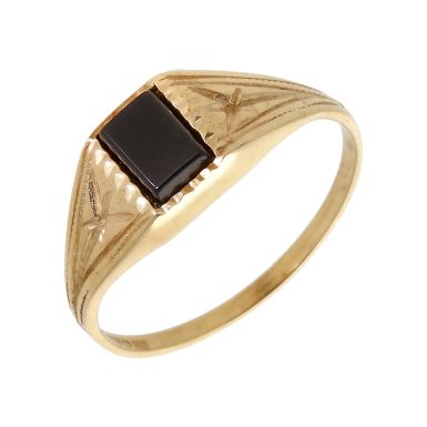 Pre-Owned Vintage 1985 9ct Yellow Gold Onyx Signet Ring