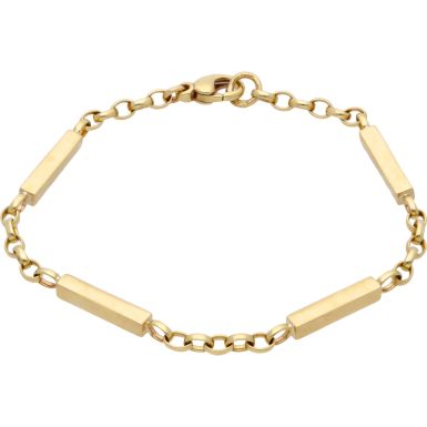 Pre-Owned 9ct Yellow Gold 7 Inch Bar & Belcher Link Bracelet