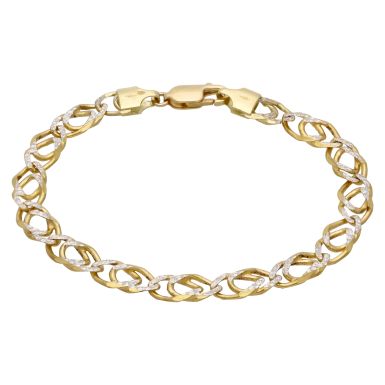 Pre-Owned 9ct Yellow & White Gold 7.5 Inch Double Curb Bracelet