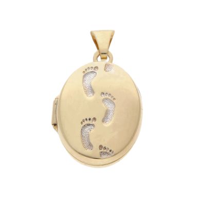 Pre-Owned 9ct Yellow & White Gold Footprints Locket Pendant