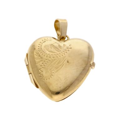 Pre-Owned Vintage 1986 9ct Gold Engraved Heart Locket Pendant