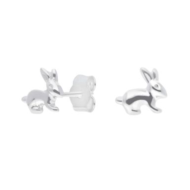 New Sterling Silver Cute Rabbit Stud Earrings