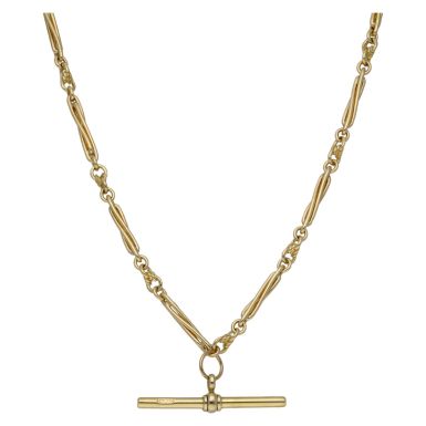 Pre-Owned 9ct Gold 16" Twist Link T-Bar Necklace